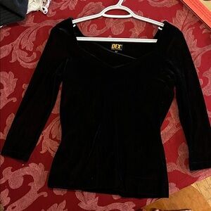 Dex Deep Burgundy Velvet 3/4 Sleeve Top